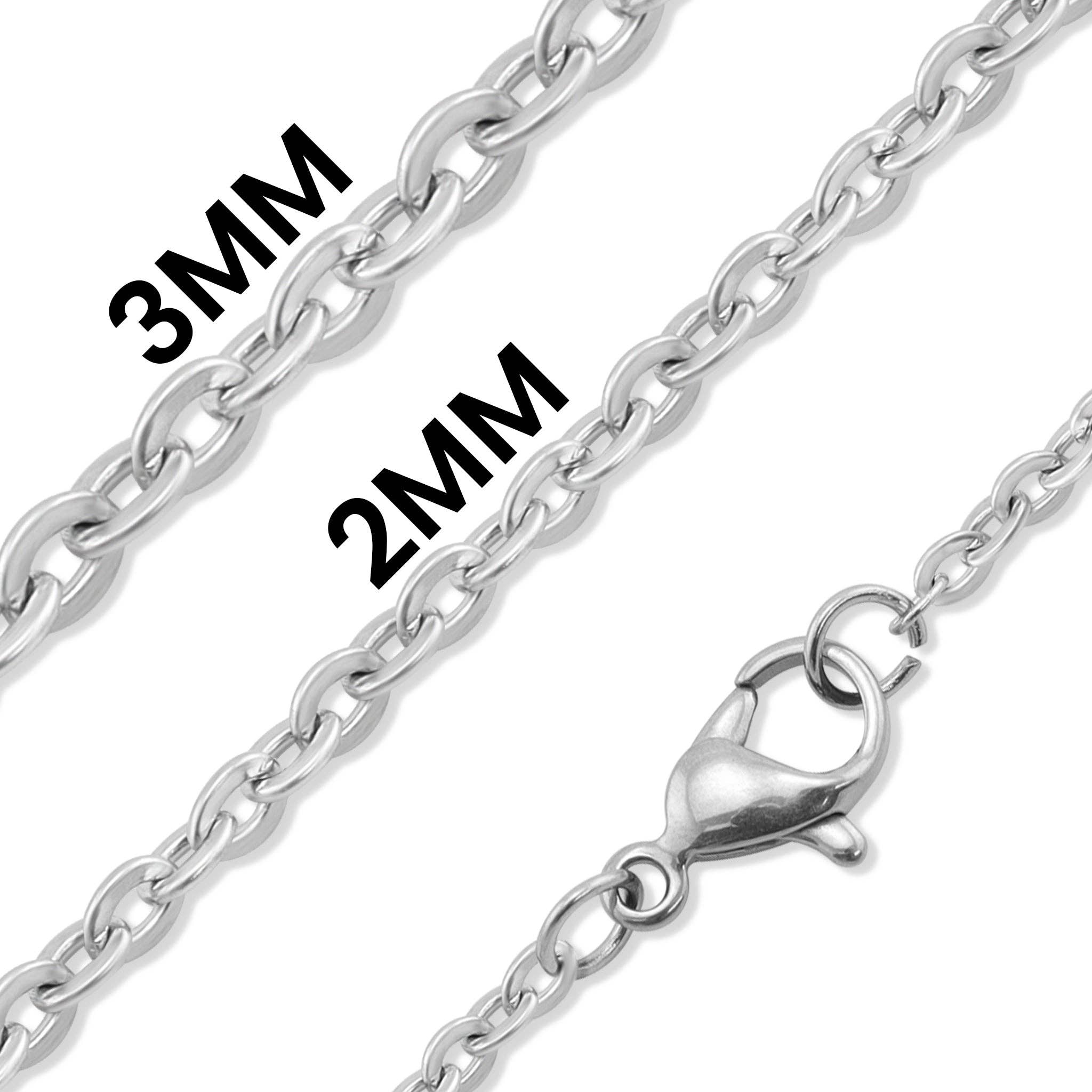 Cadena ovalada de acero inoxidable con cierre de langosta: 24" / 2mm