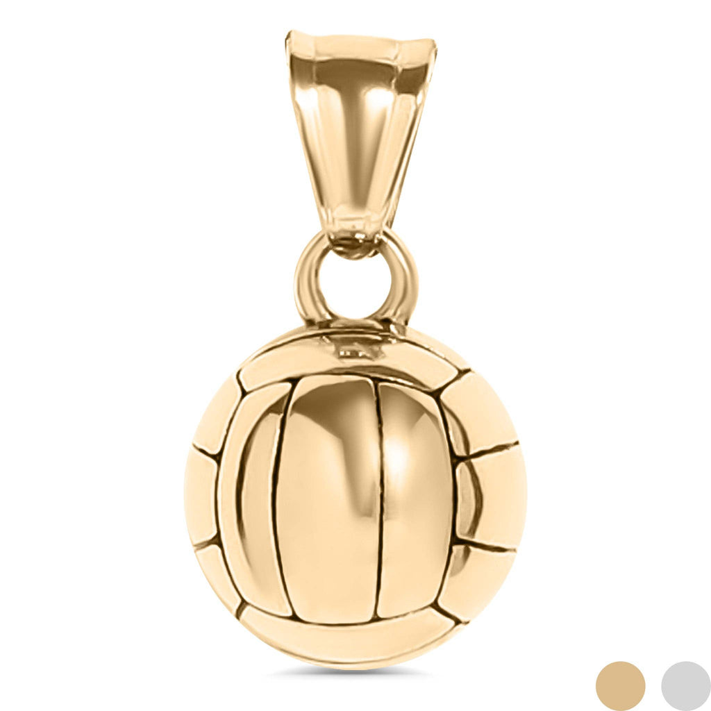 Abalorio de voleibol 3D de acero inoxidable con PVD dorado de 18 quilates: Acero inoxidable