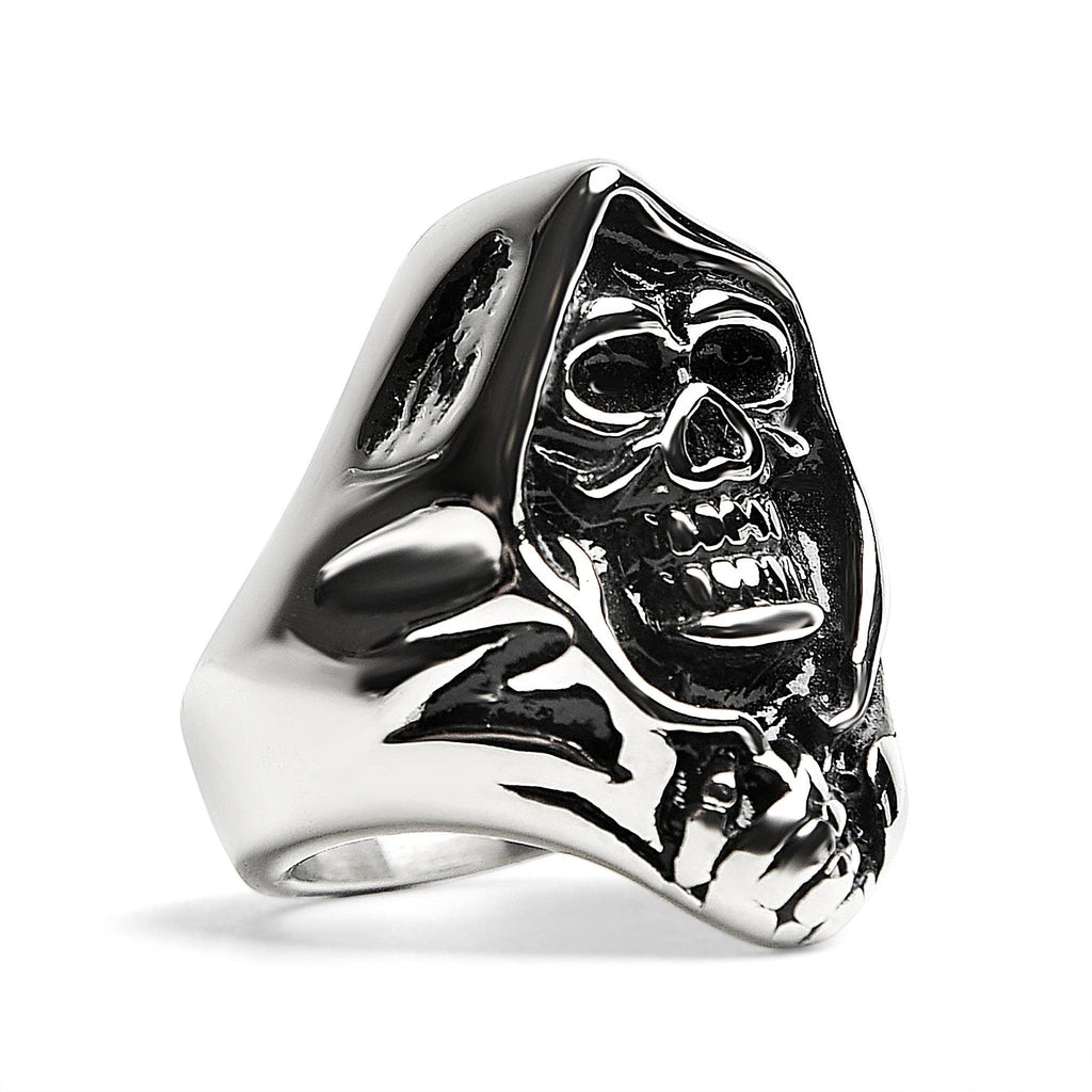 Anillo de acero inoxidable con forma de calavera Grim Reaper: 10
