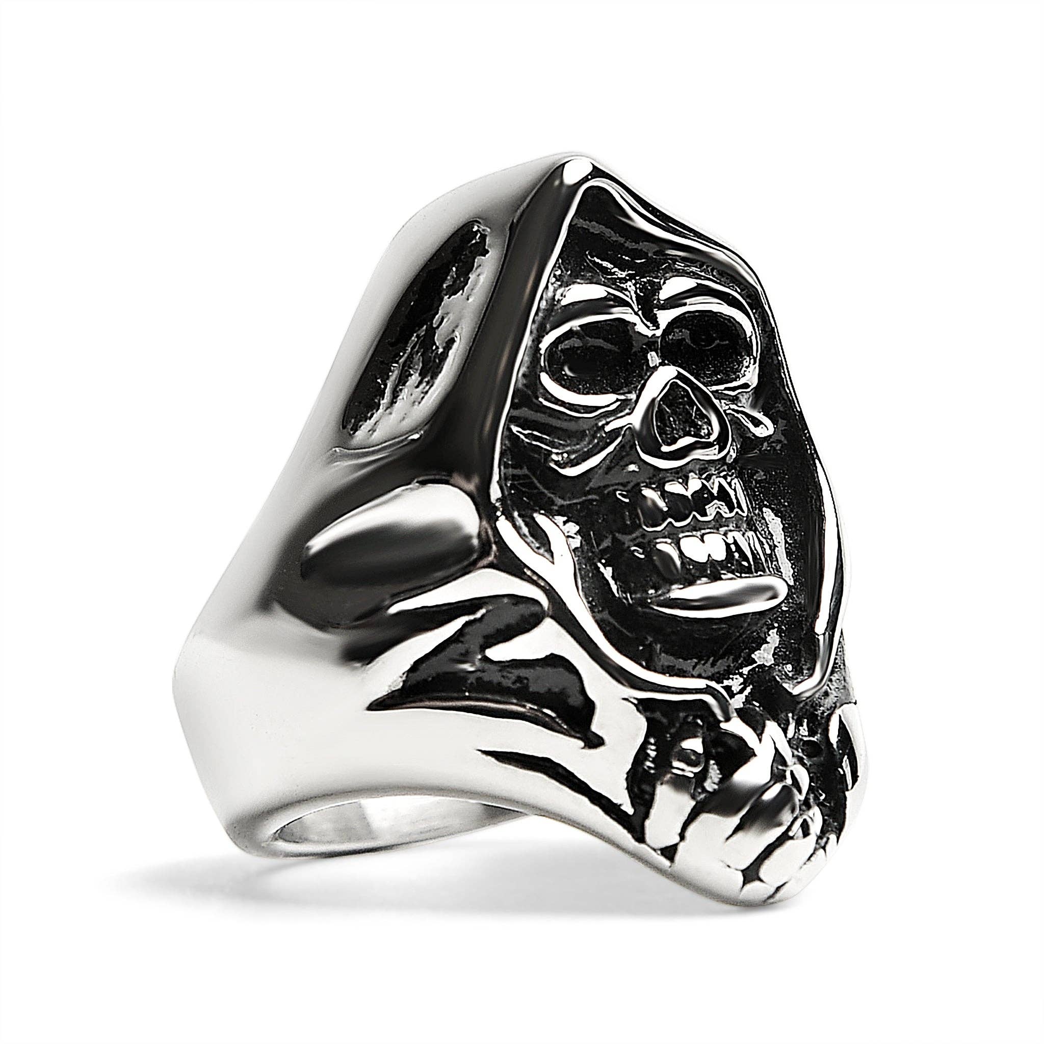 Anillo de acero inoxidable con forma de calavera Grim Reaper: 10