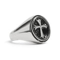 Anillo de sello en forma de cruz pulida de acero inoxidable: 13