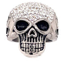 Anillo de acero inoxidable con calavera con pequeños detalles transparentes de circonita cúbica: 8