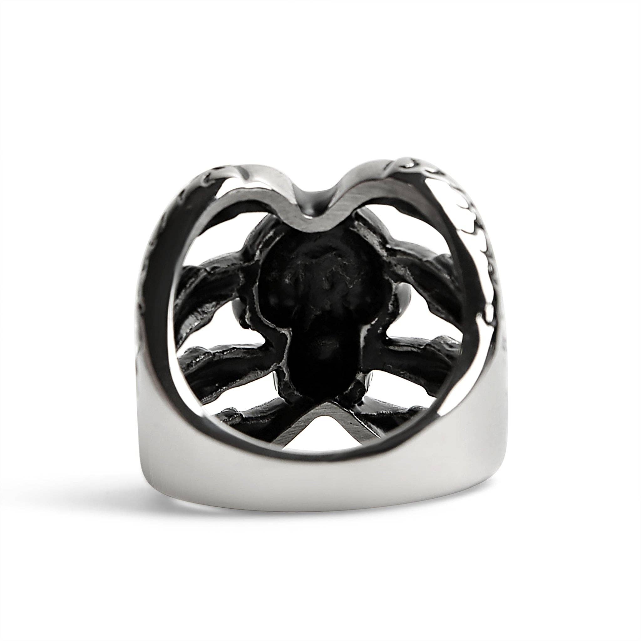 Anillo de acero inoxidable con forma de calavera con forma de circonita cúbica roja: 10