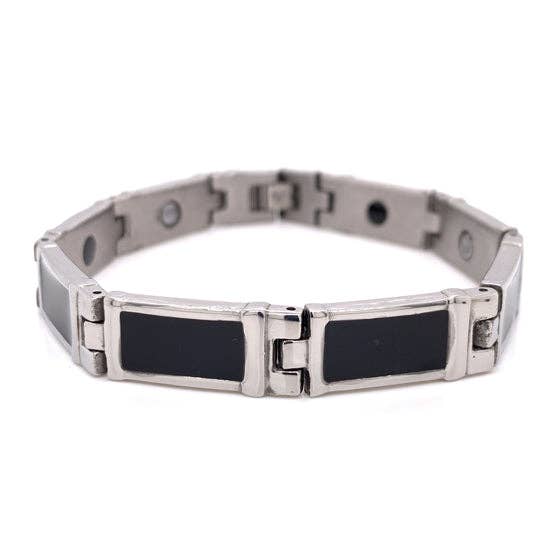 Pulsera magnética de acero inoxidable con esmalte negro