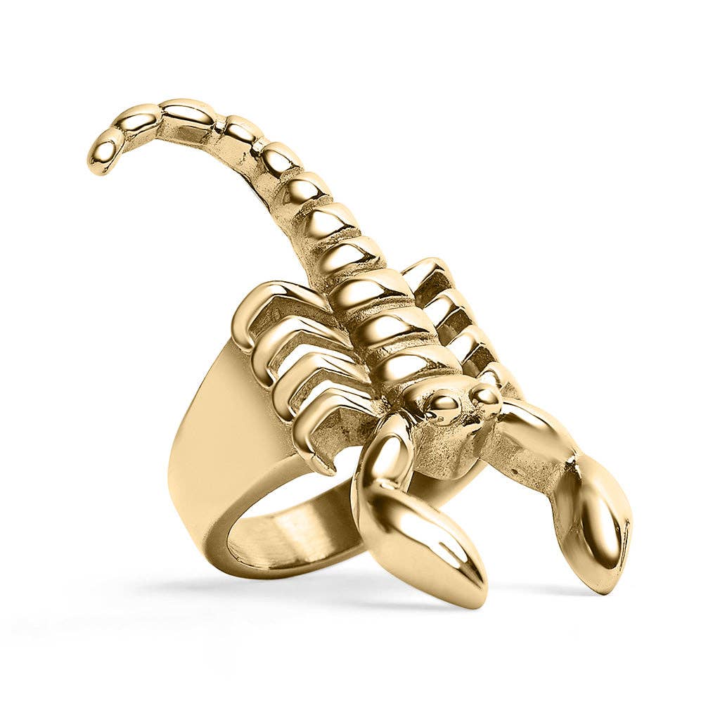 Anillo de acero inoxidable con revestimiento PVD en forma de escorpión para hombre: Acero inoxidable / 10
