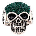 Anillo de acero inoxidable con calavera con pequeños detalles verdes en circonita cúbica: 8