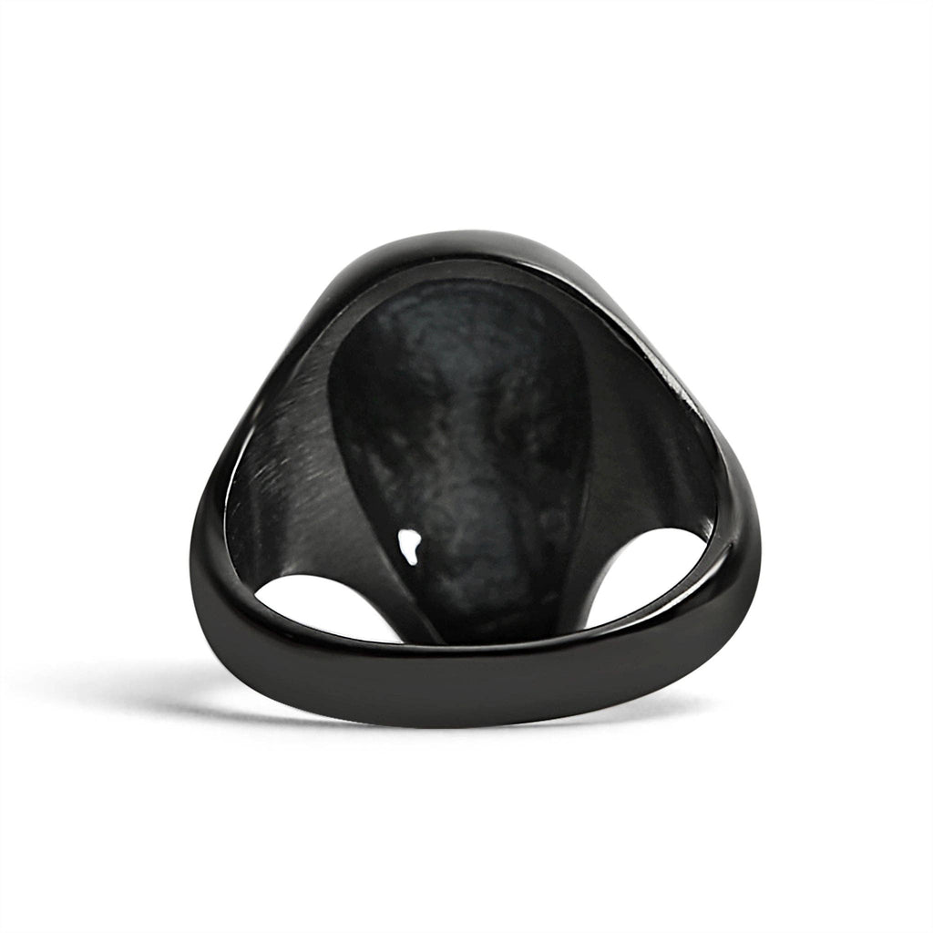 Anillo de acero inoxidable con forma de calavera negra: 5