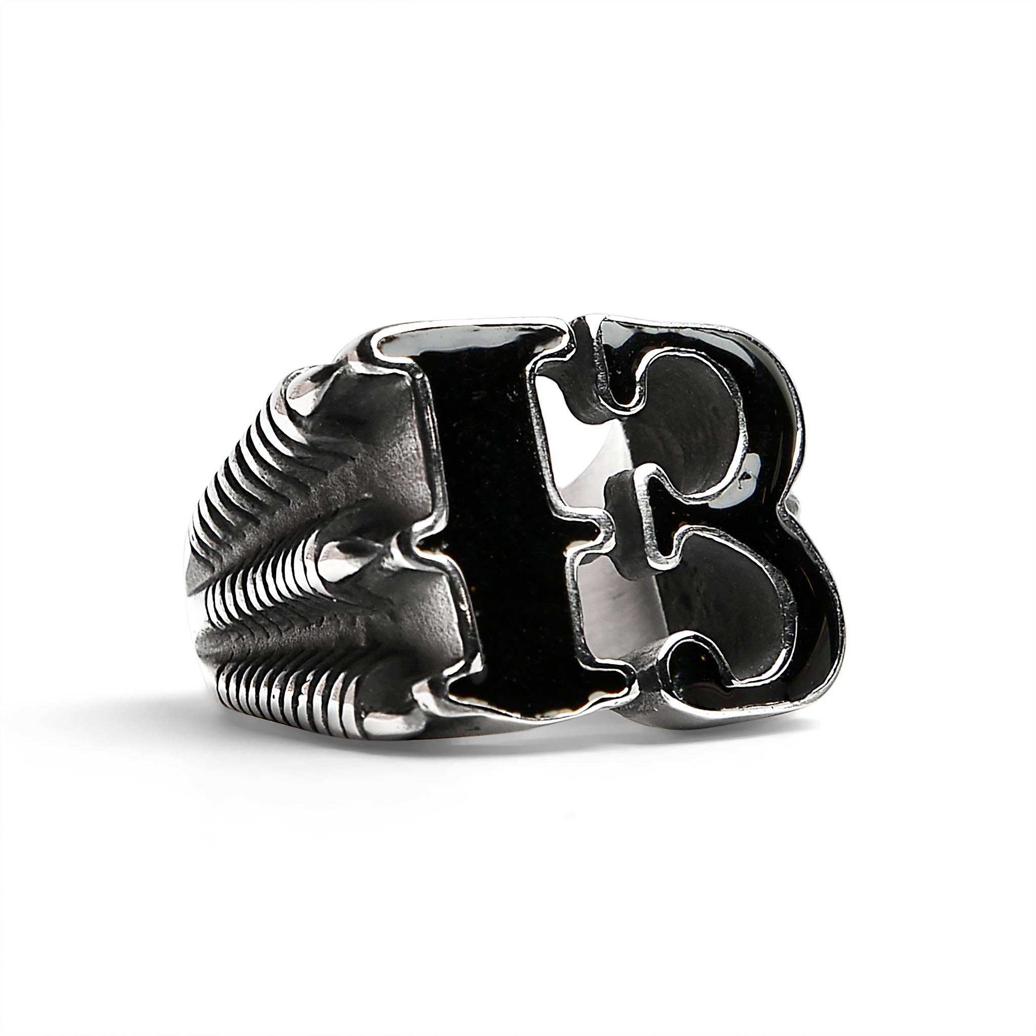 Anillo sello gótico negro con garra de dragón y número "13" de acero inoxidable: 9