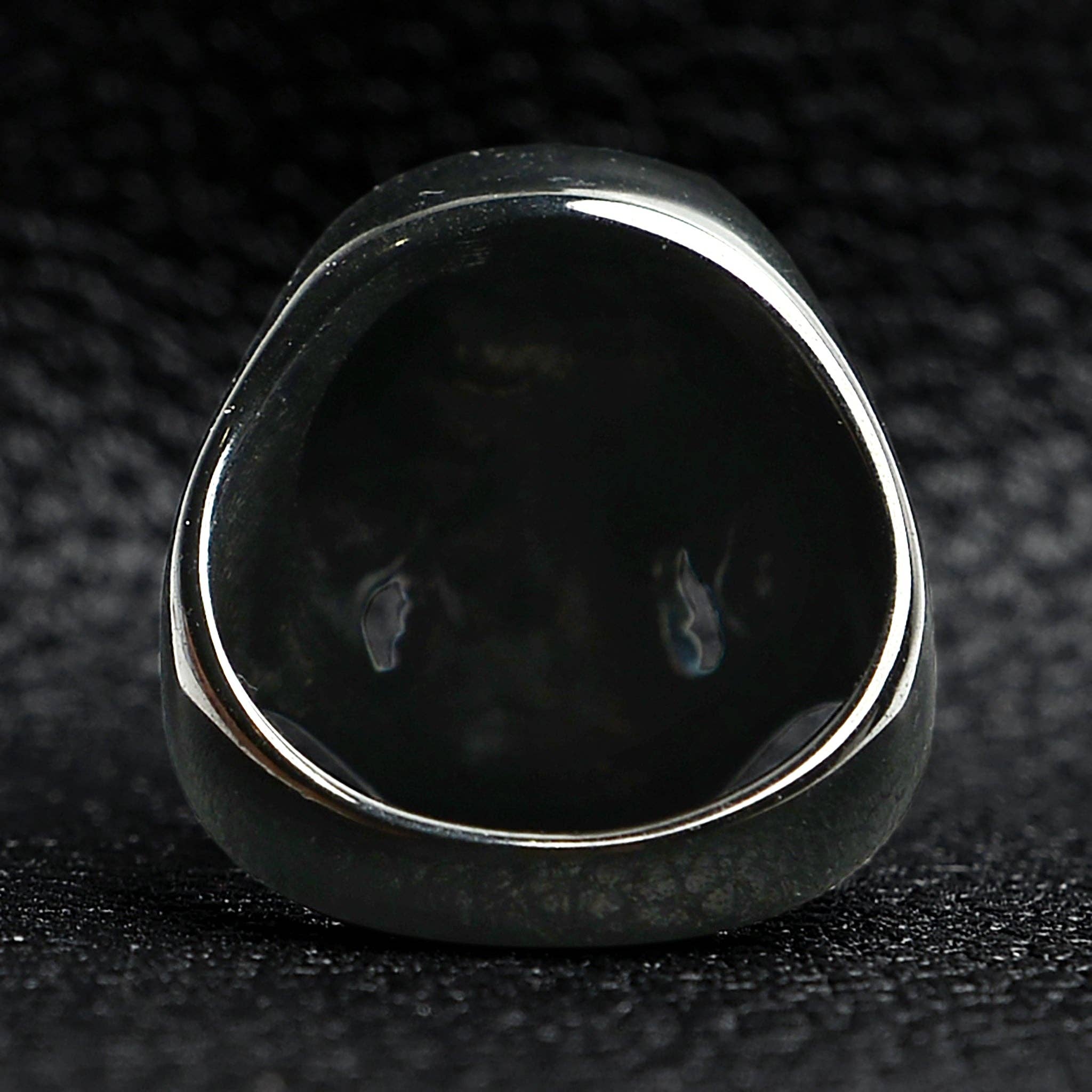 Anillo de Acero Inoxidable con Calavera Negra Sonriente: 9