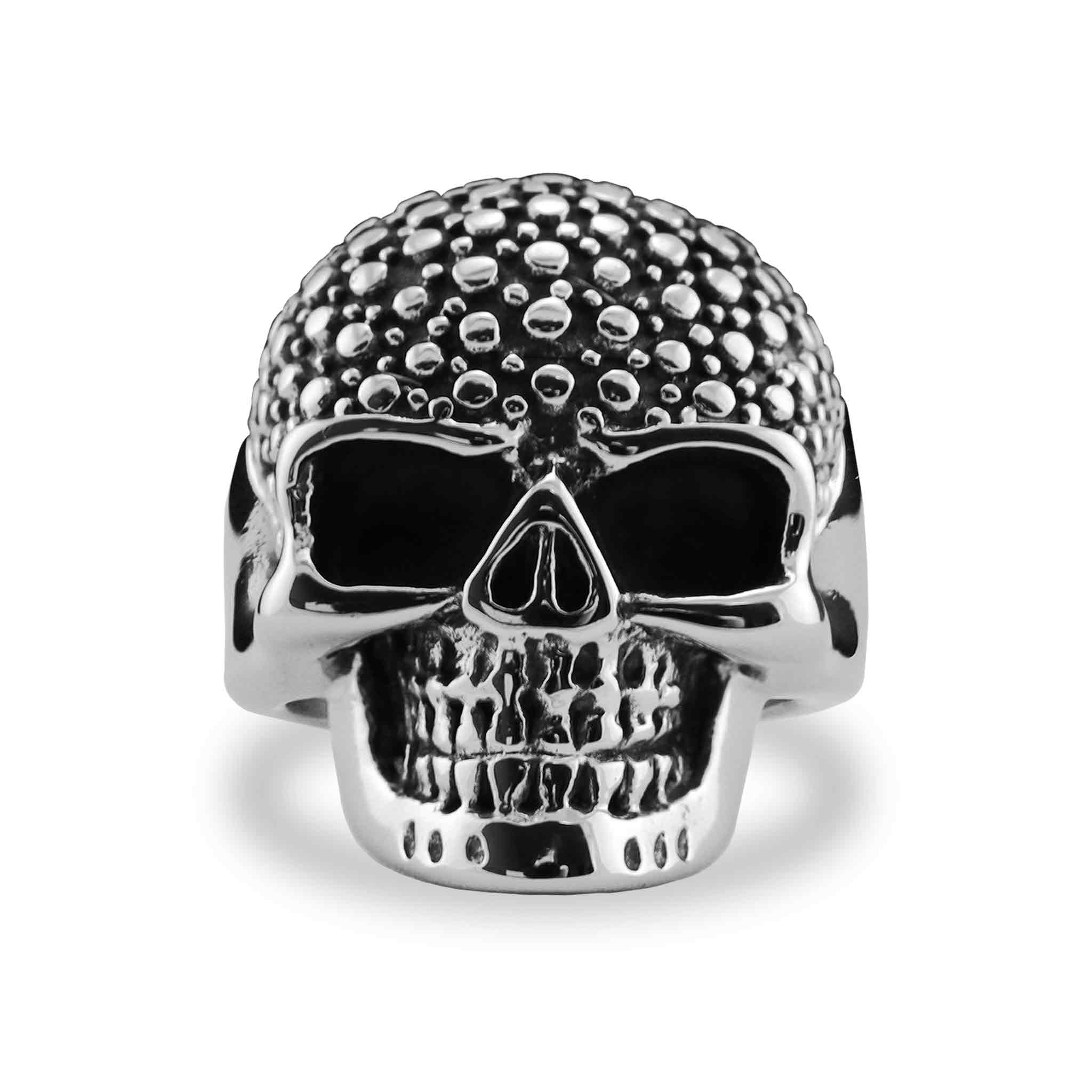 Anillo de Calavera de Acero Inoxidable con Detalles de Tachuelas: 8