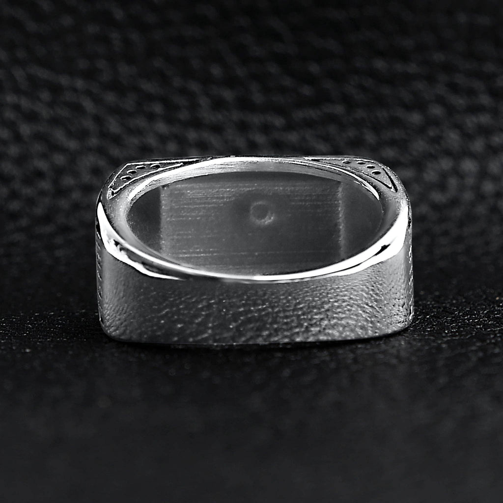 Anillo de acero inoxidable con forma de cruz detallada: 14