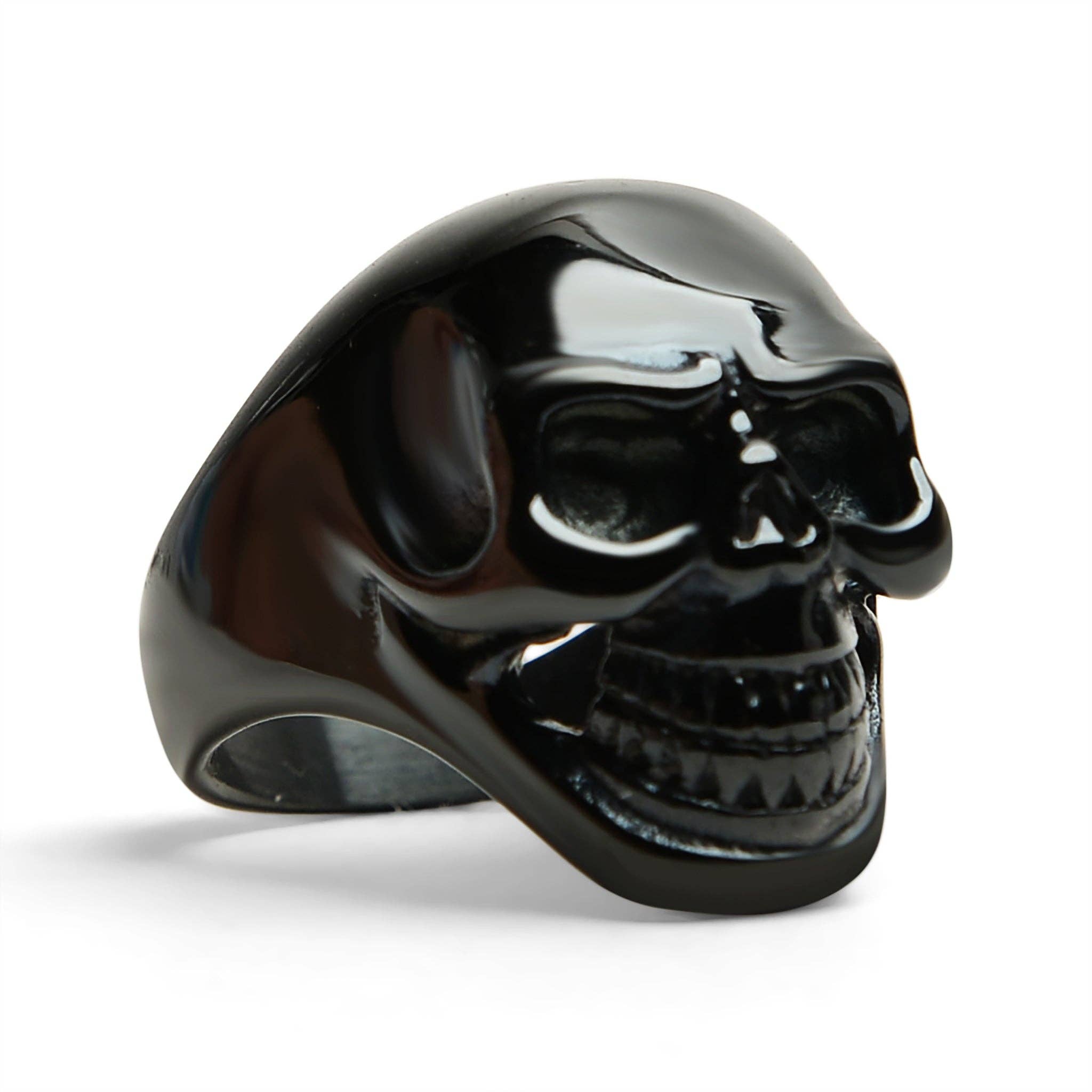Anillo de Acero Inoxidable con Calavera Negra Sonriente: 8