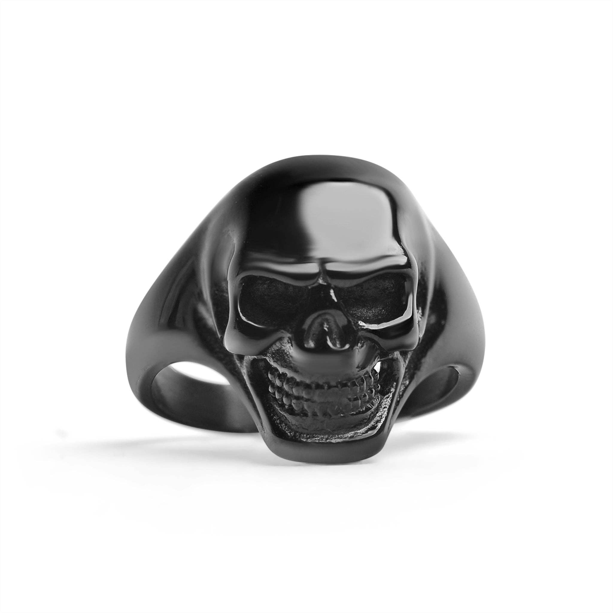 Anillo de acero inoxidable con forma de calavera negra: 5