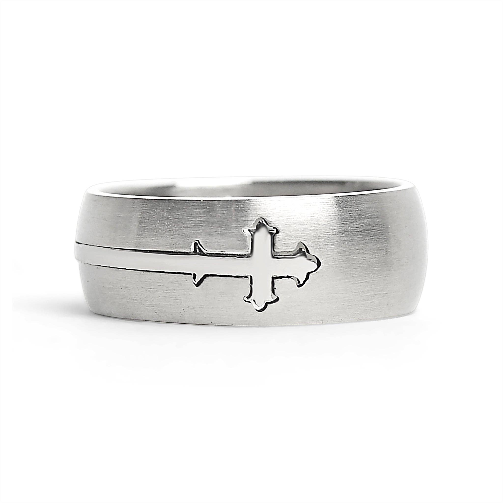 Anillo de doble cruz de acero inoxidable pulido: 5 / 8mm