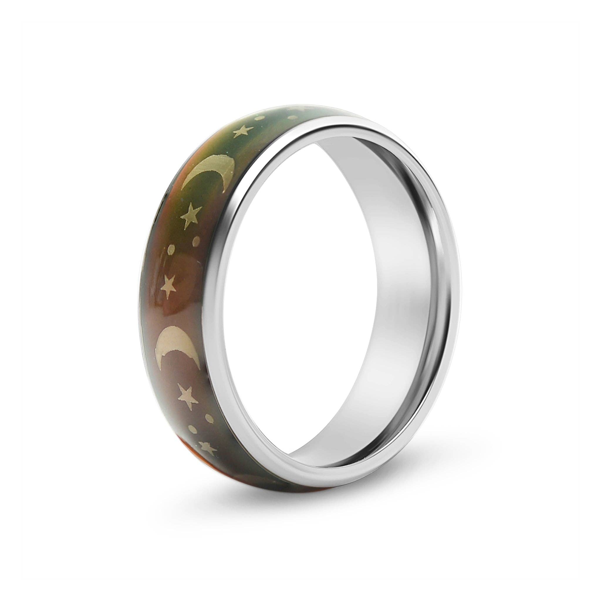 Anillo de acero inoxidable Mood Band con estrellas y lunas: 7