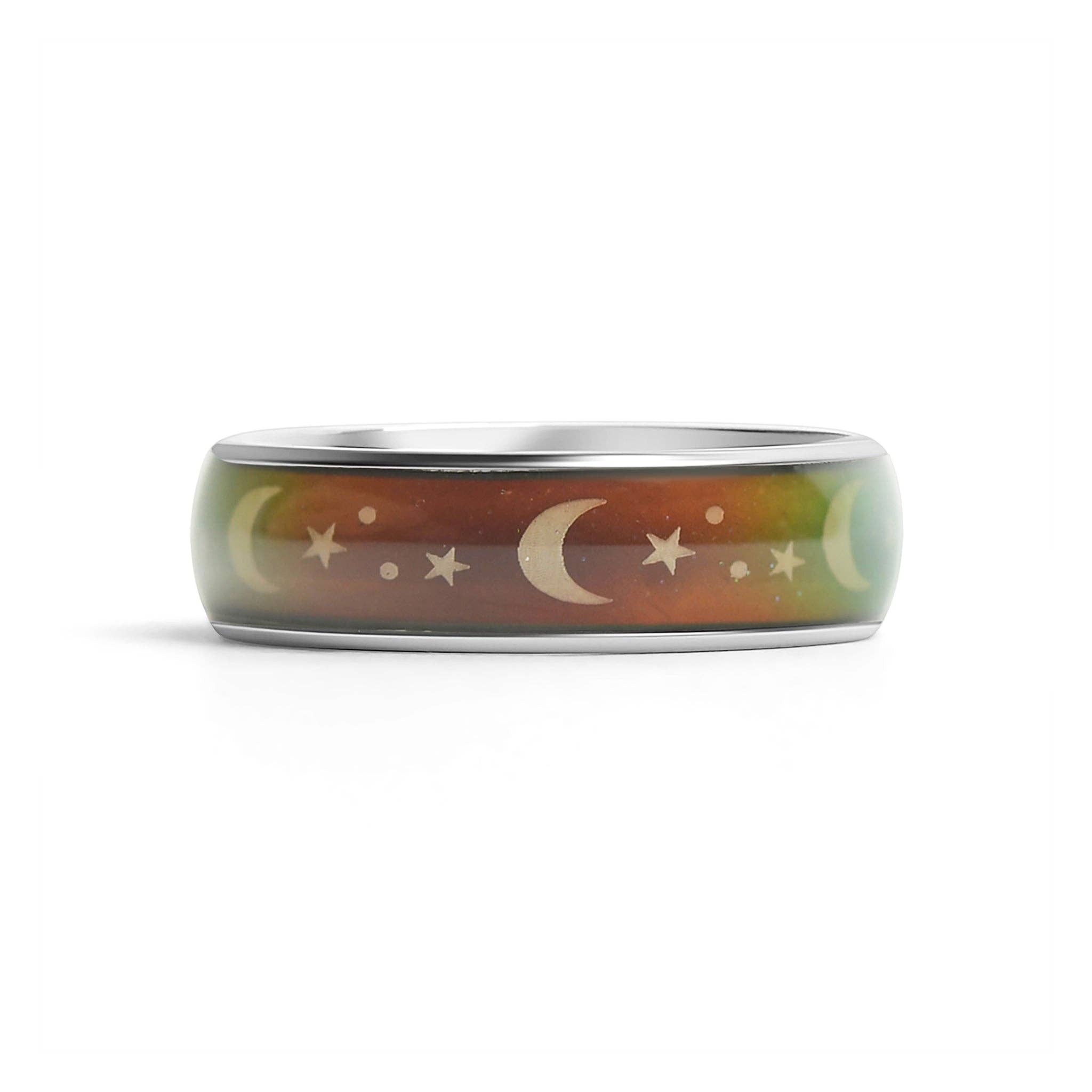 Anillo de acero inoxidable Mood Band con estrellas y lunas: 7