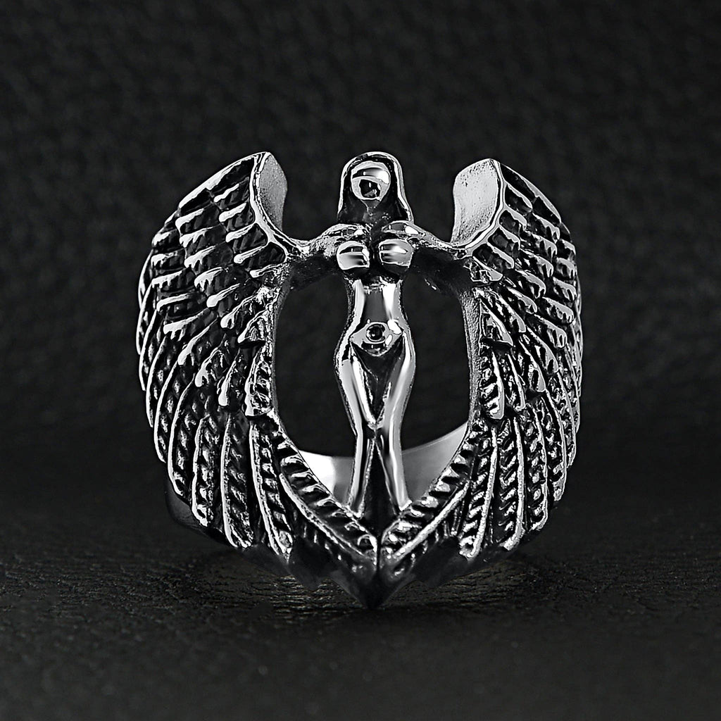 Anillo Grande de Ángel Desnudo de Acero Inoxidable: 7