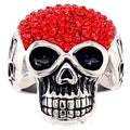 Anillo de acero inoxidable con calavera con pequeños detalles rojos en circonita cúbica: 8