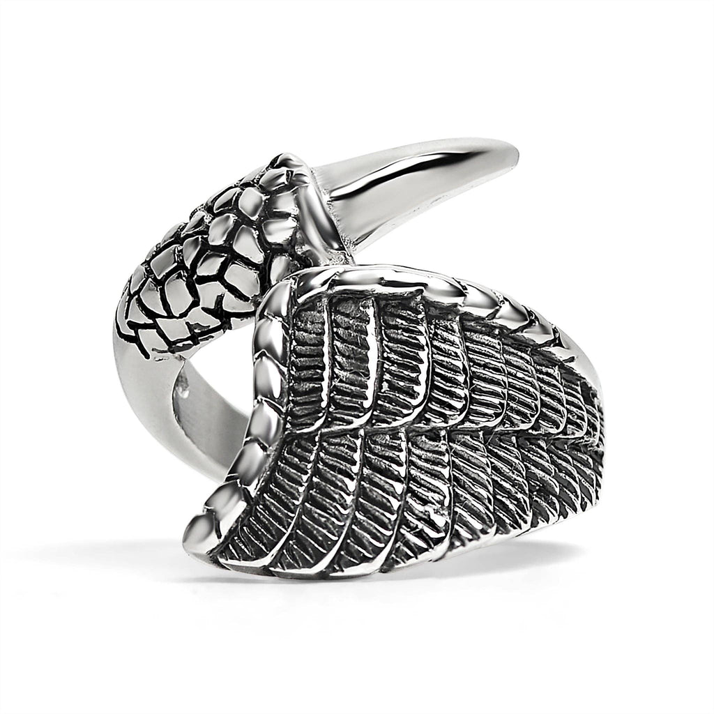 Anillo de acero inoxidable con garra de dragón y ala de ángel: 10