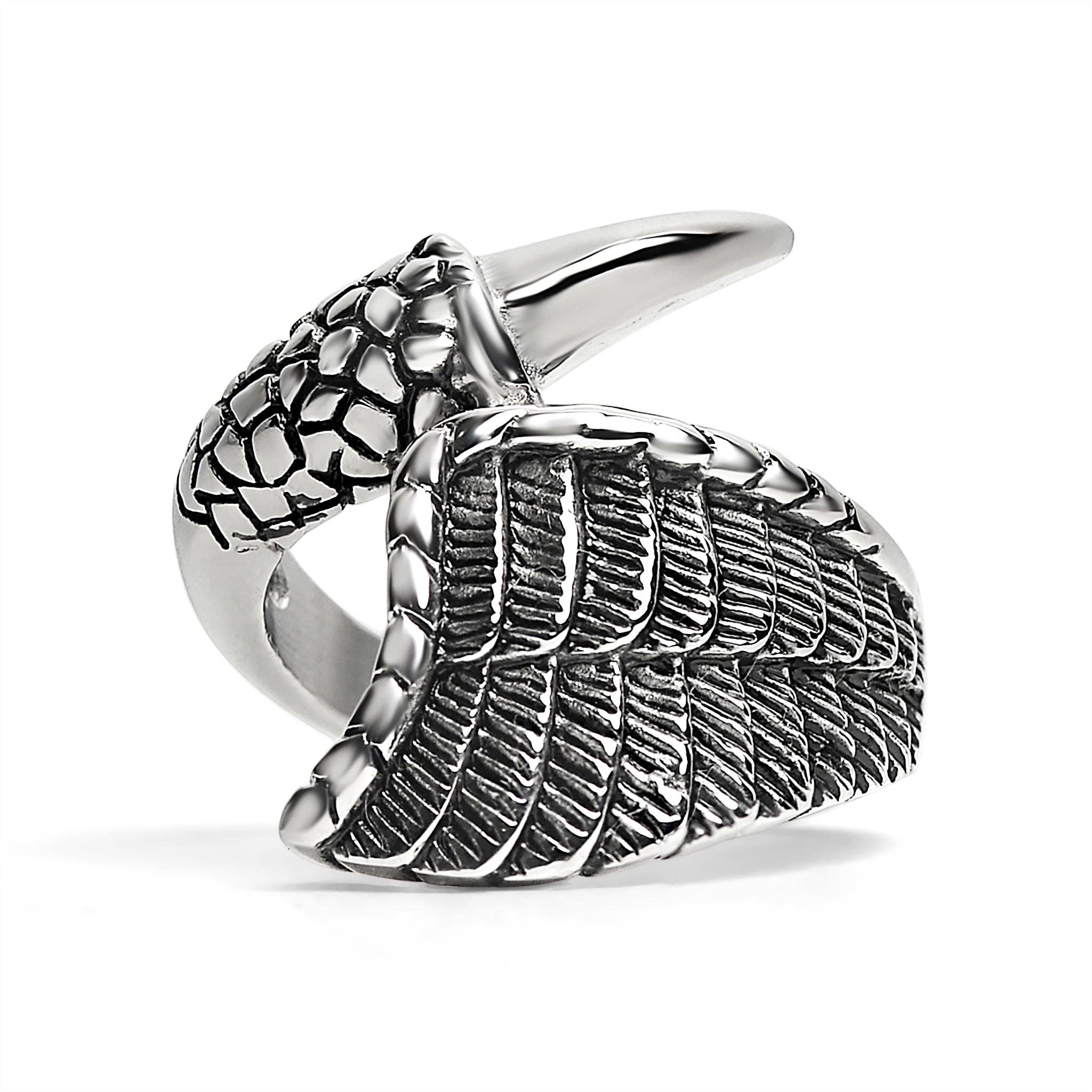 Anillo de acero inoxidable con garra de dragón y ala de ángel: 10