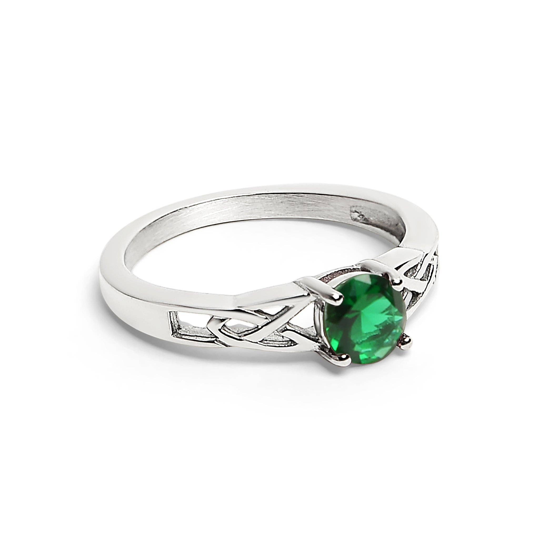 Anillo céltico con piedra de nacimiento de circonita cúbica en acero inoxidable: Julio / 9