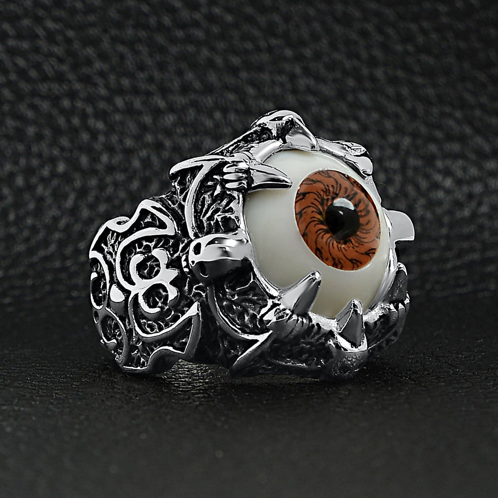 Anillo Gótico con Garra y Ojo Marrón: 13