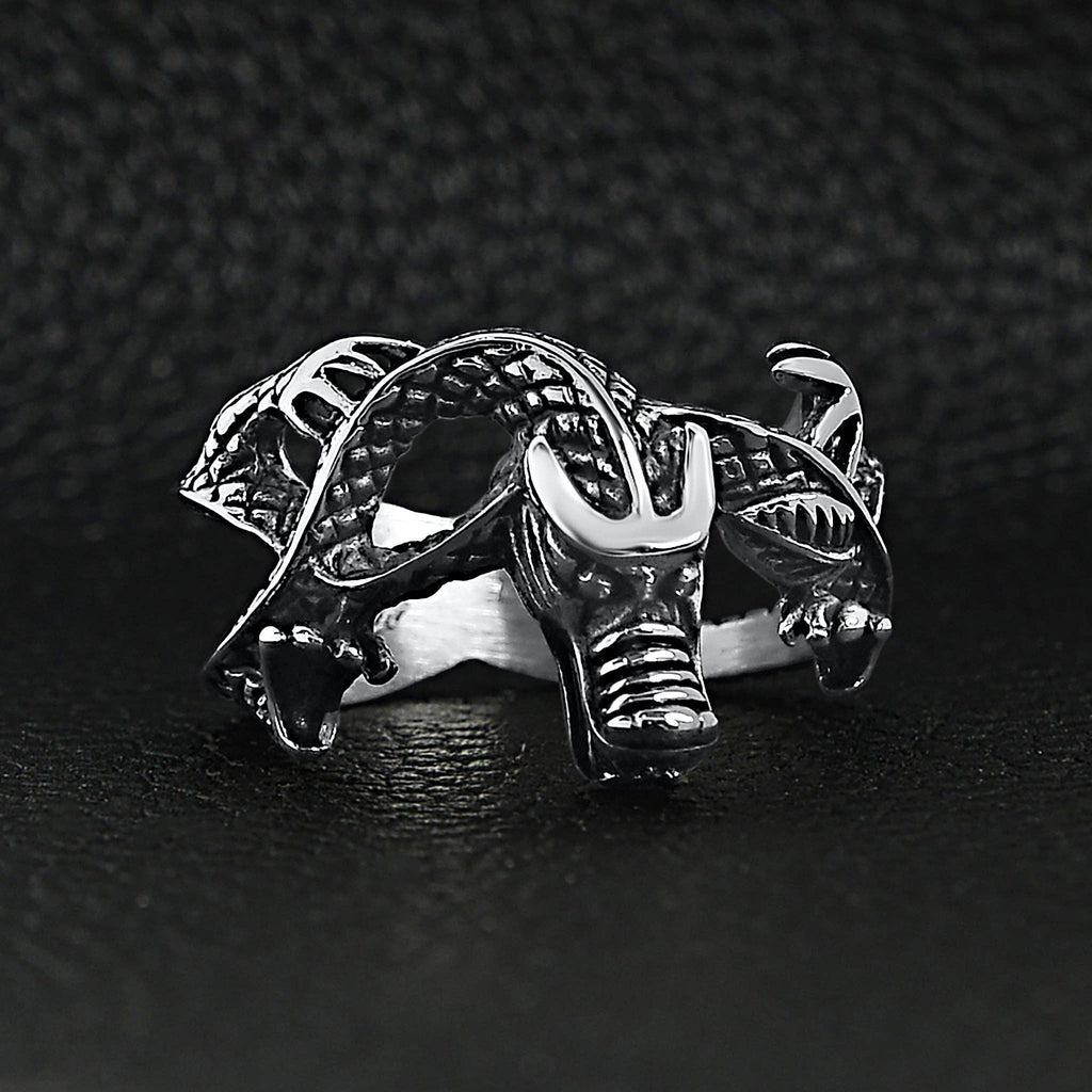 Anillo de dragón oriental de acero inoxidable: 14