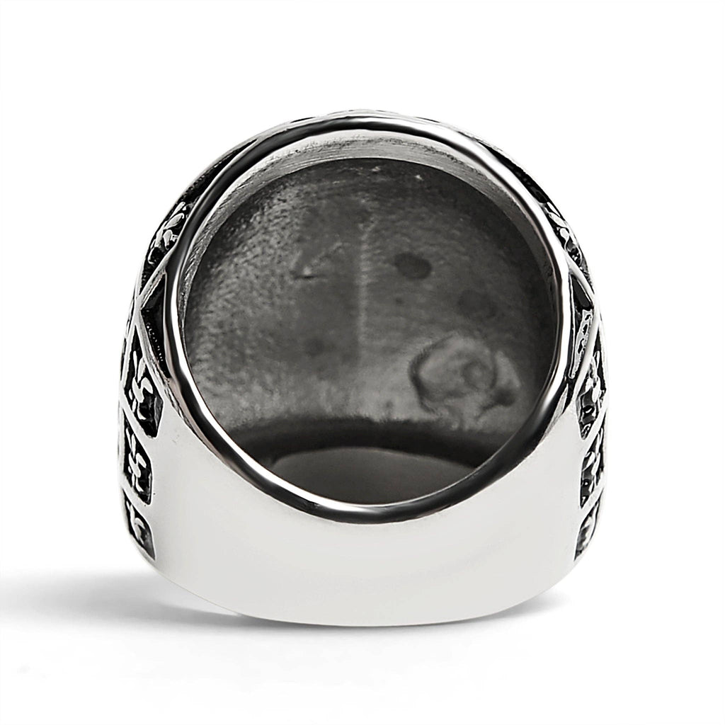 Anillo de calavera de acero inoxidable con estampado de flor de lis: 9