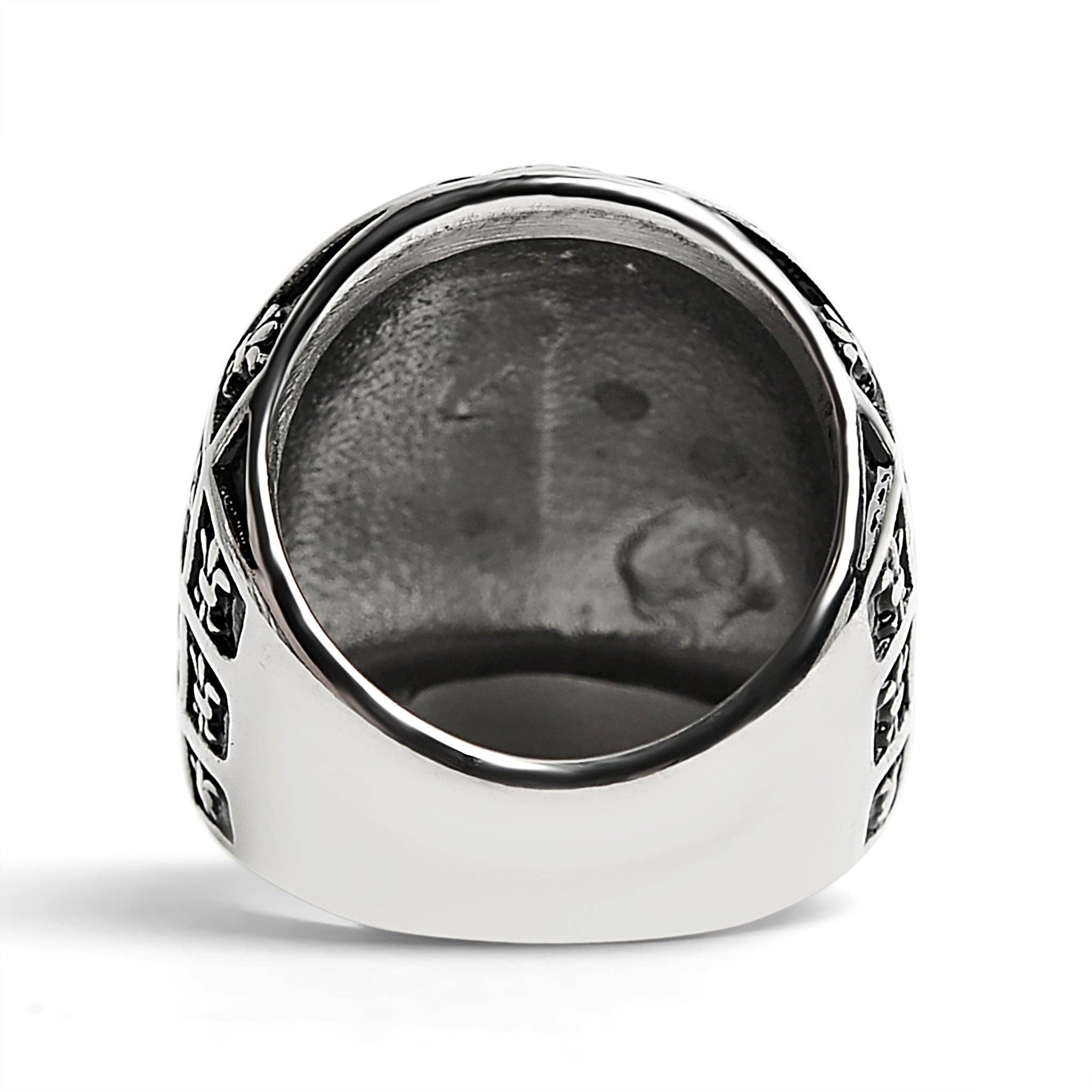 Anillo de calavera de acero inoxidable con estampado de flor de lis: 9