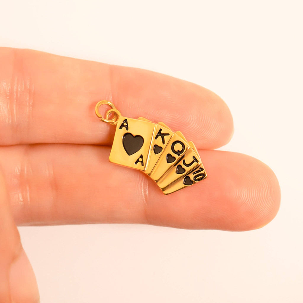 Colgante de cartas de juego de acero inoxidable con PVD de oro de 18 quilates: Acero inoxidable