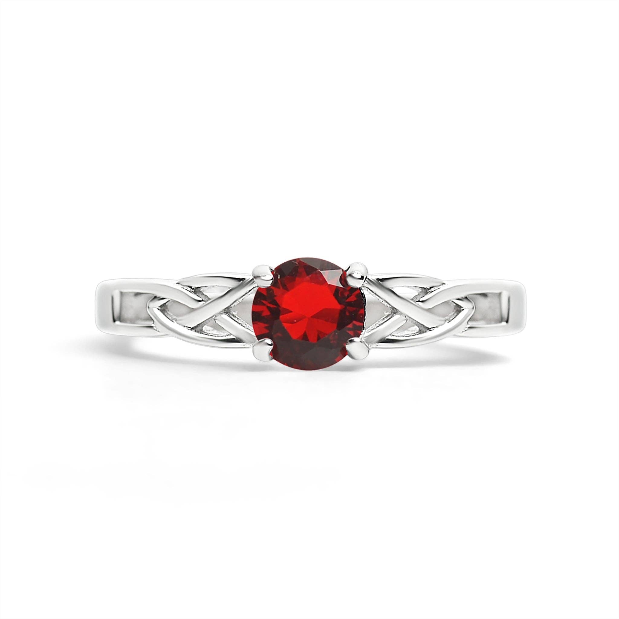 Anillo céltico con piedra de nacimiento de circonita cúbica en acero inoxidable: Julio / 9