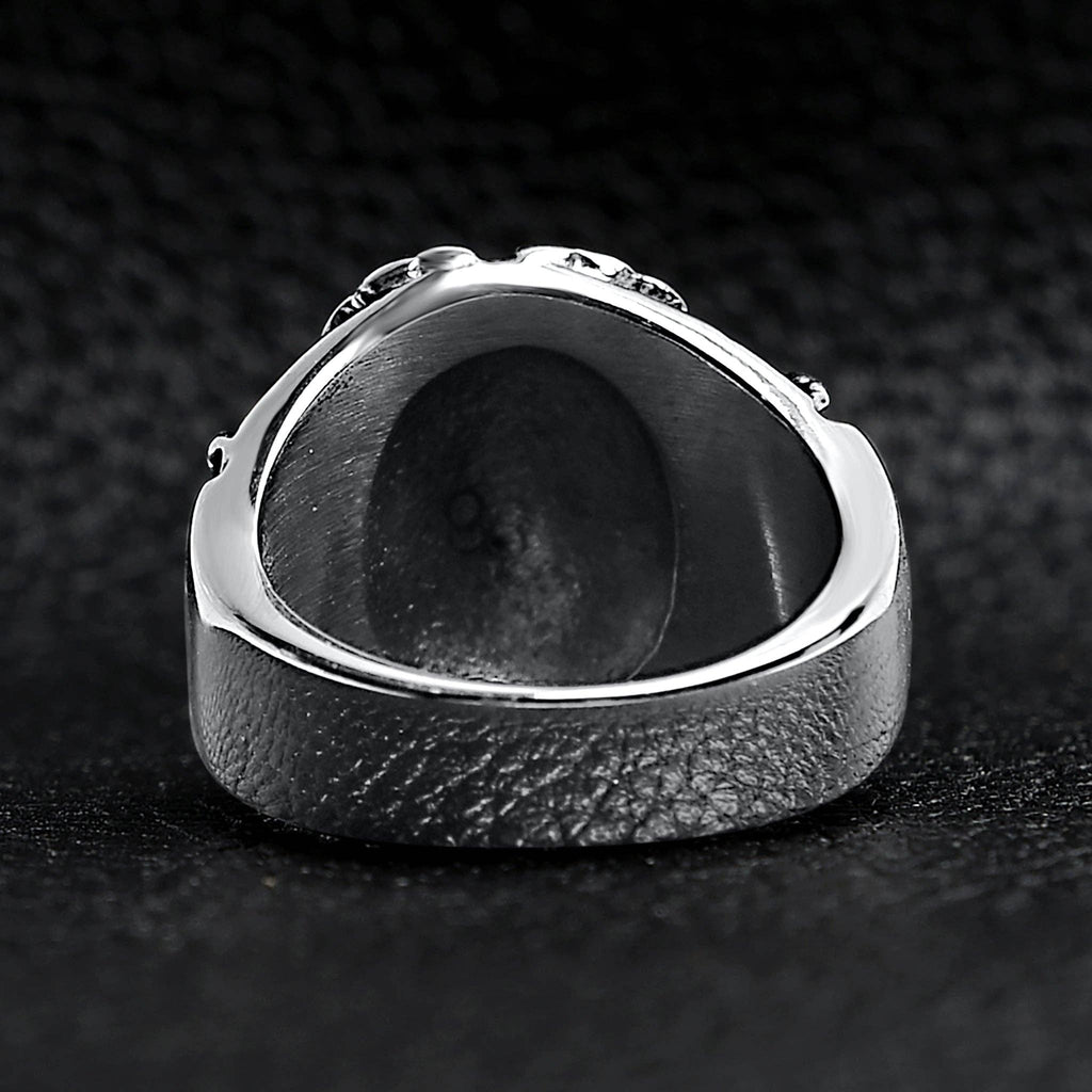 Anillo de acero inoxidable con forma de calavera con detalle pulido: 8