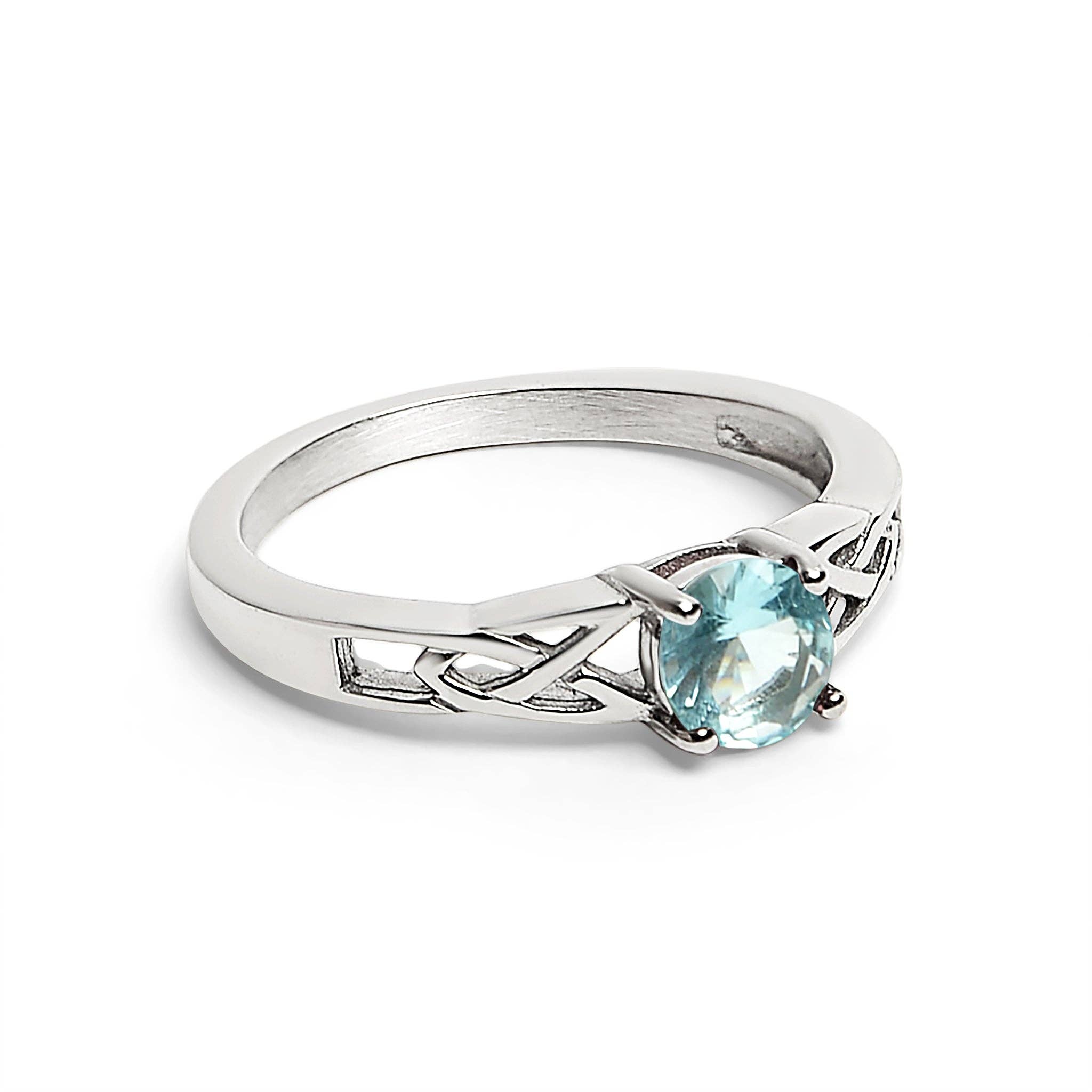Anillo céltico con piedra de nacimiento de circonita cúbica en acero inoxidable: Julio / 9