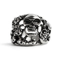 Anillo de acero inoxidable pulido con múltiples calaveras: 9