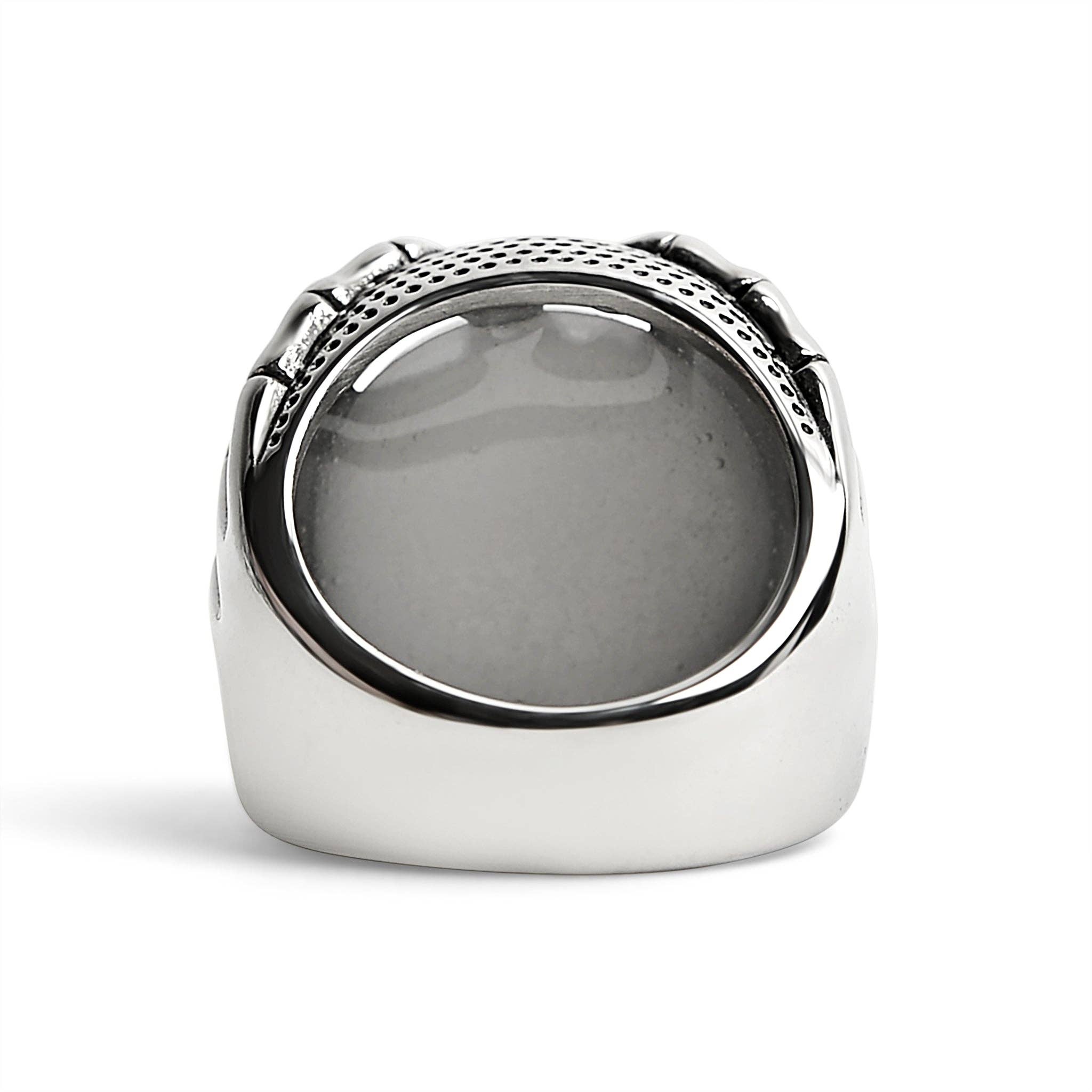 Anillo de manos esqueleto de acero inoxidable sosteniendo un ojo azul: 9 / De los hombres