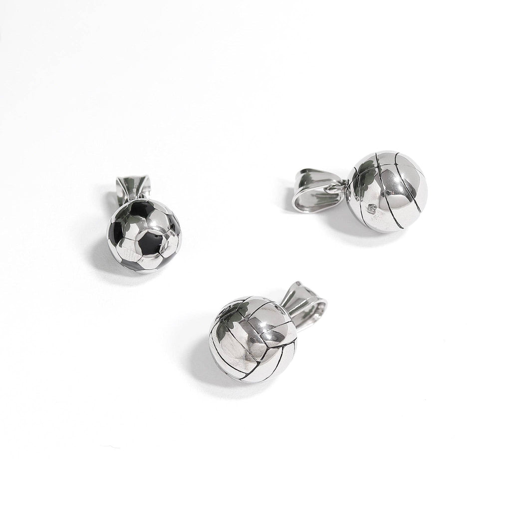 Abalorio de voleibol 3D de acero inoxidable con PVD dorado de 18 quilates: Acero inoxidable