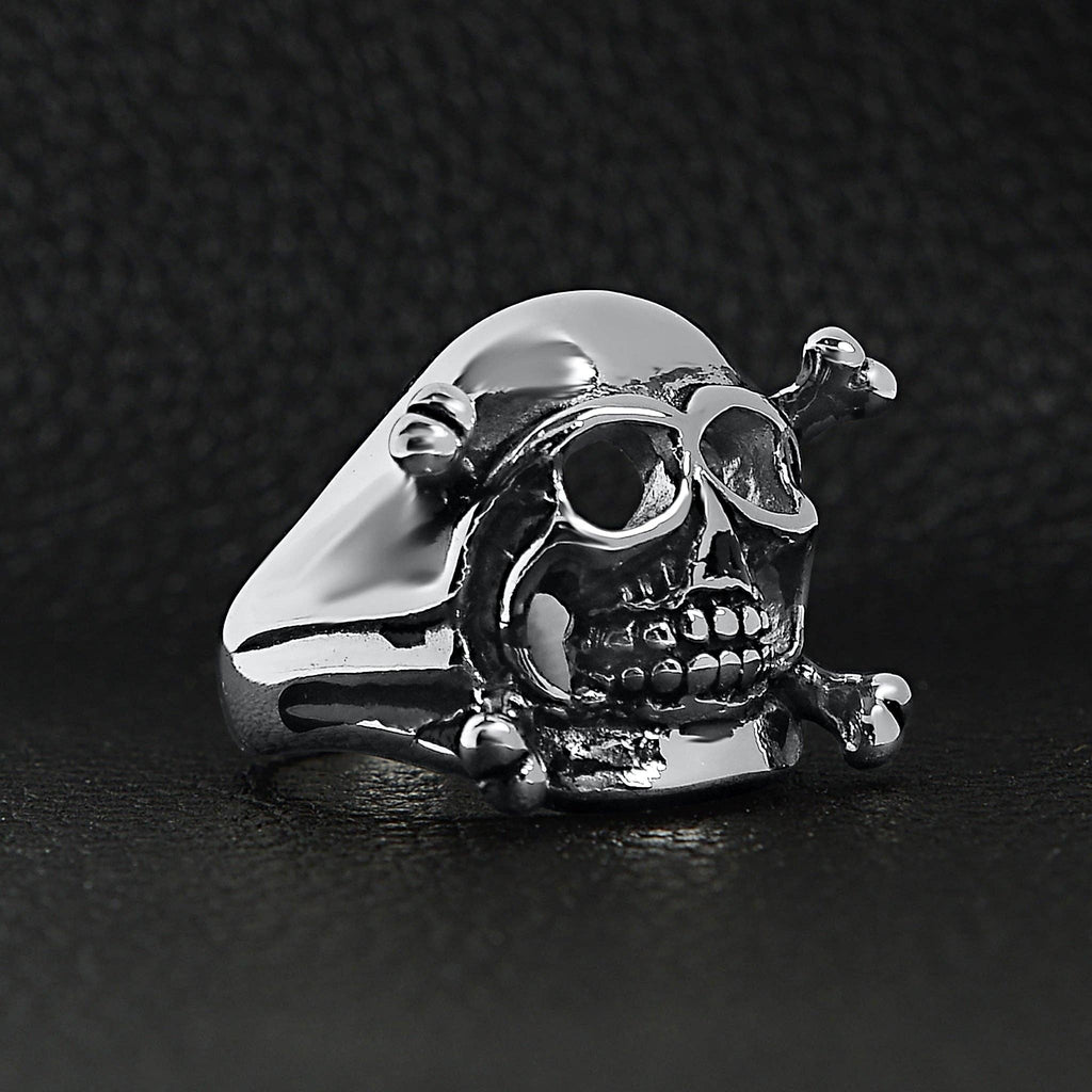 Anillo de acero inoxidable con calavera y tibias cruzadas: 8