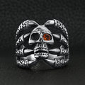 Anillo de acero inoxidable con forma de calavera con forma de circonita cúbica roja: 10