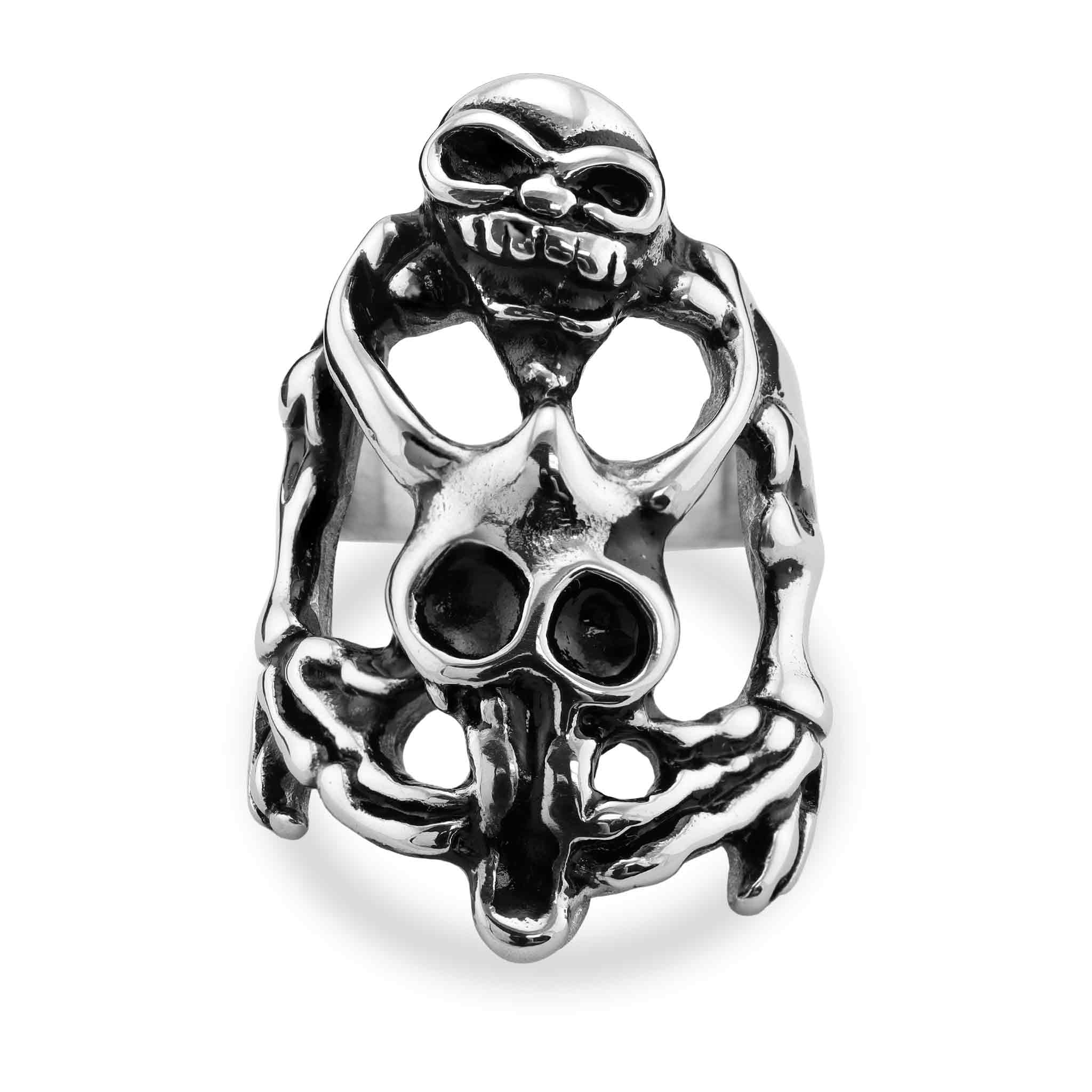 Anillo de Calavera de Acero Inoxidable Pulido con Trabajo Abierto: 9