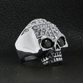 Calavera negra de acero inoxidable con circonita cúbica y anillo con bandera del Reino Unido con circonita cúbica transparente: 10