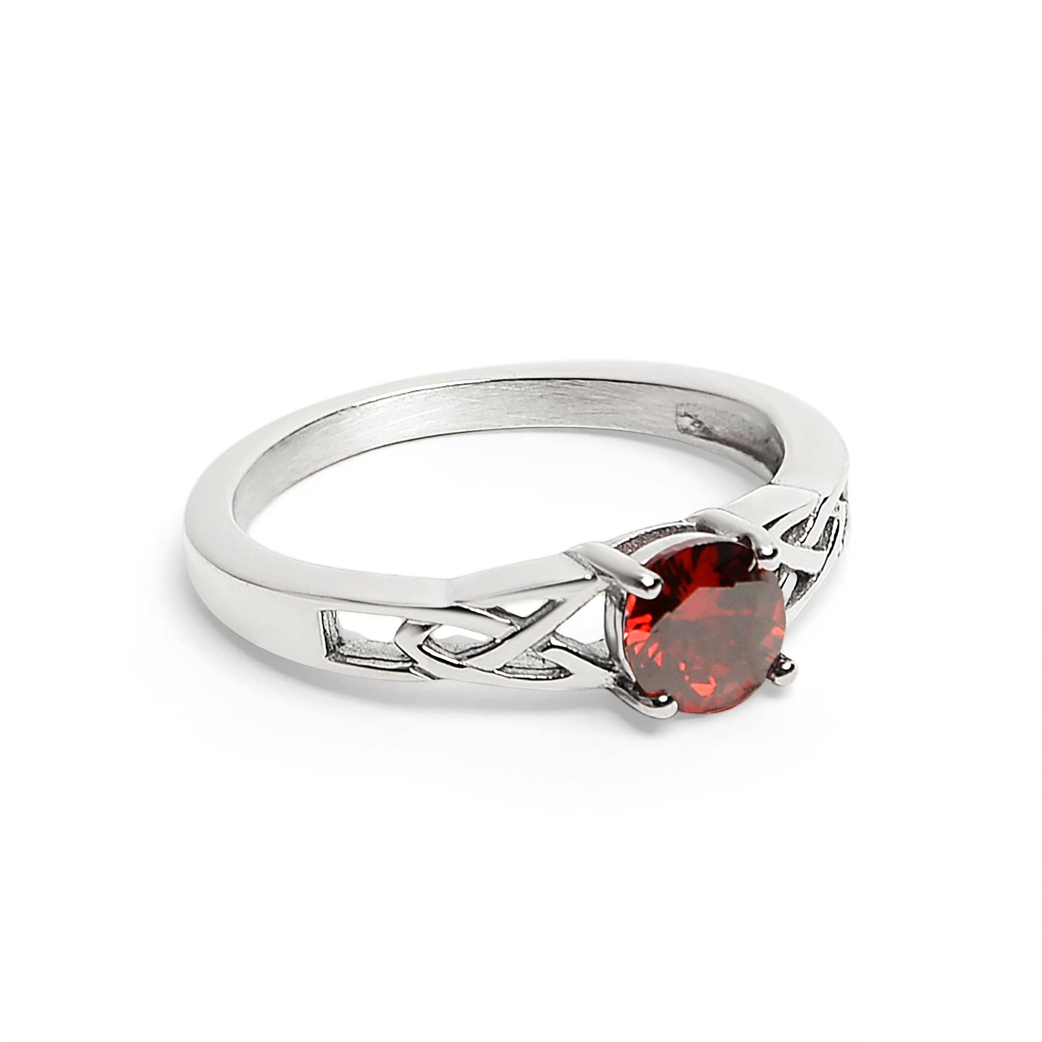 Anillo céltico con piedra de nacimiento de circonita cúbica en acero inoxidable: Octubre / 8
