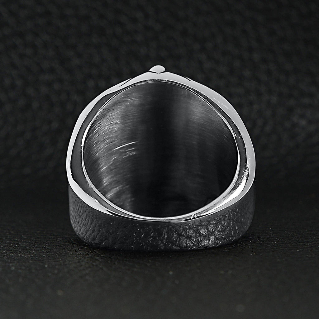 Anillo de calavera de acero inoxidable con detalles de araña y telaraña: 11