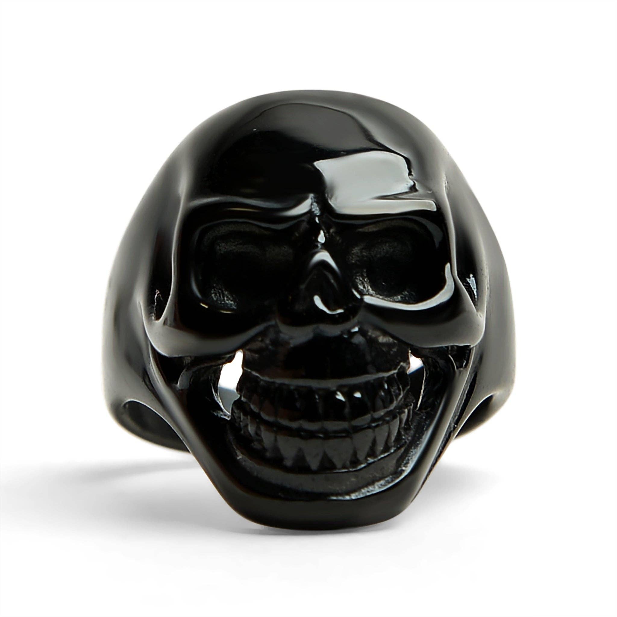 Anillo de Acero Inoxidable con Calavera Negra Sonriente: 9