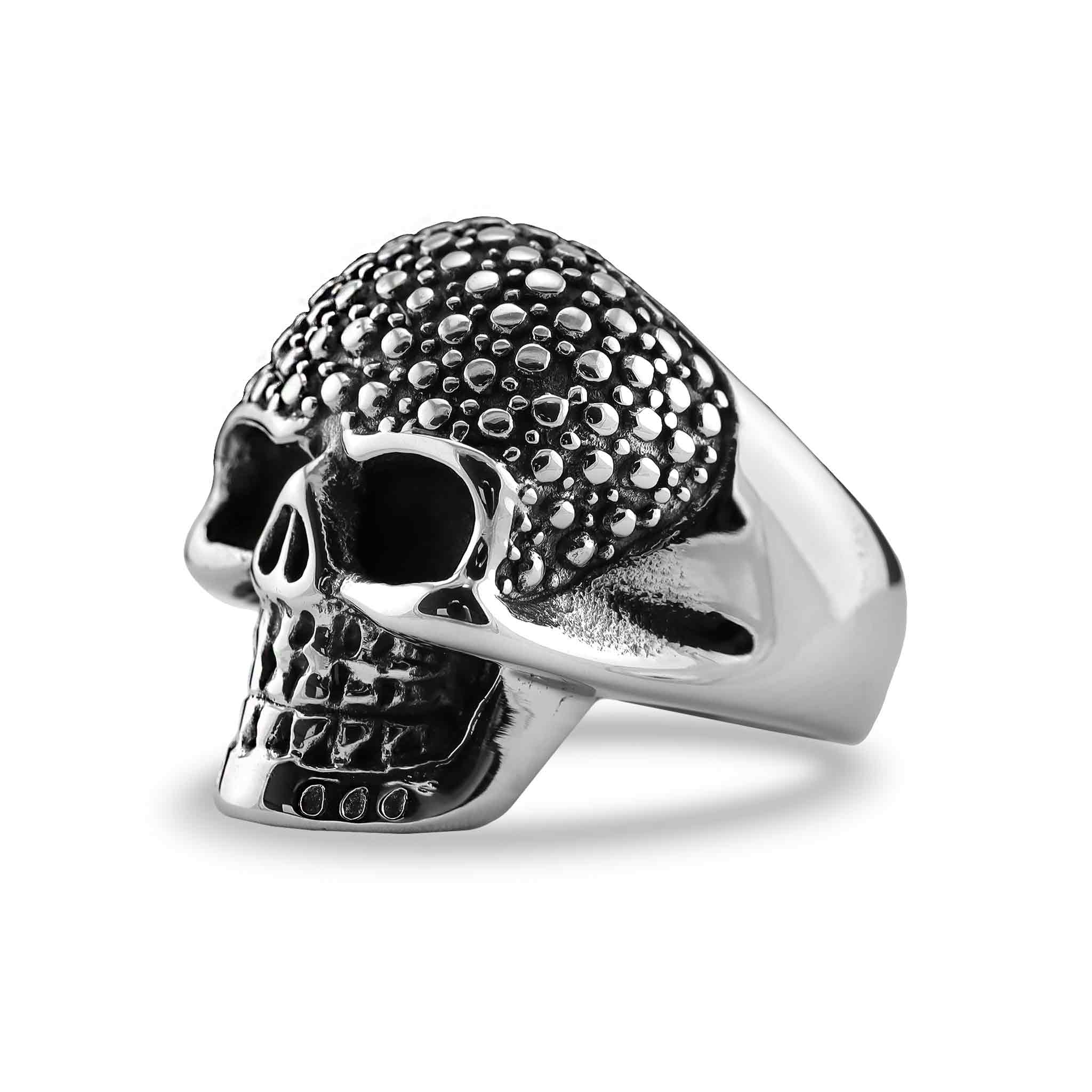 Anillo de Calavera de Acero Inoxidable con Detalles de Tachuelas: 8