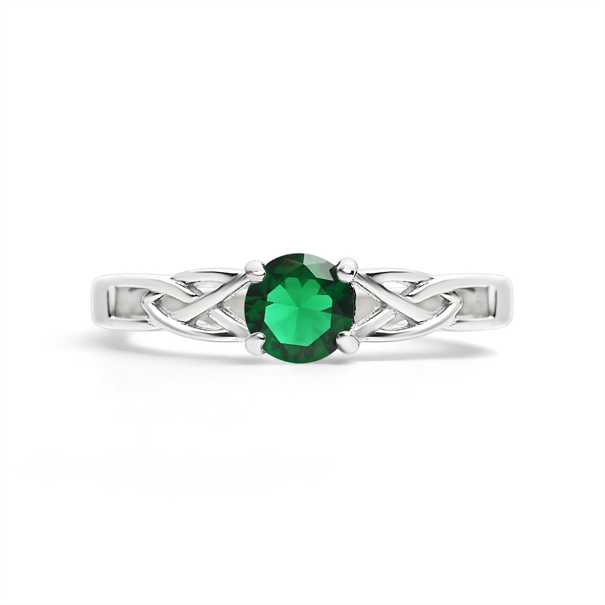 Anillo céltico con piedra de nacimiento de circonita cúbica en acero inoxidable: Julio / 9