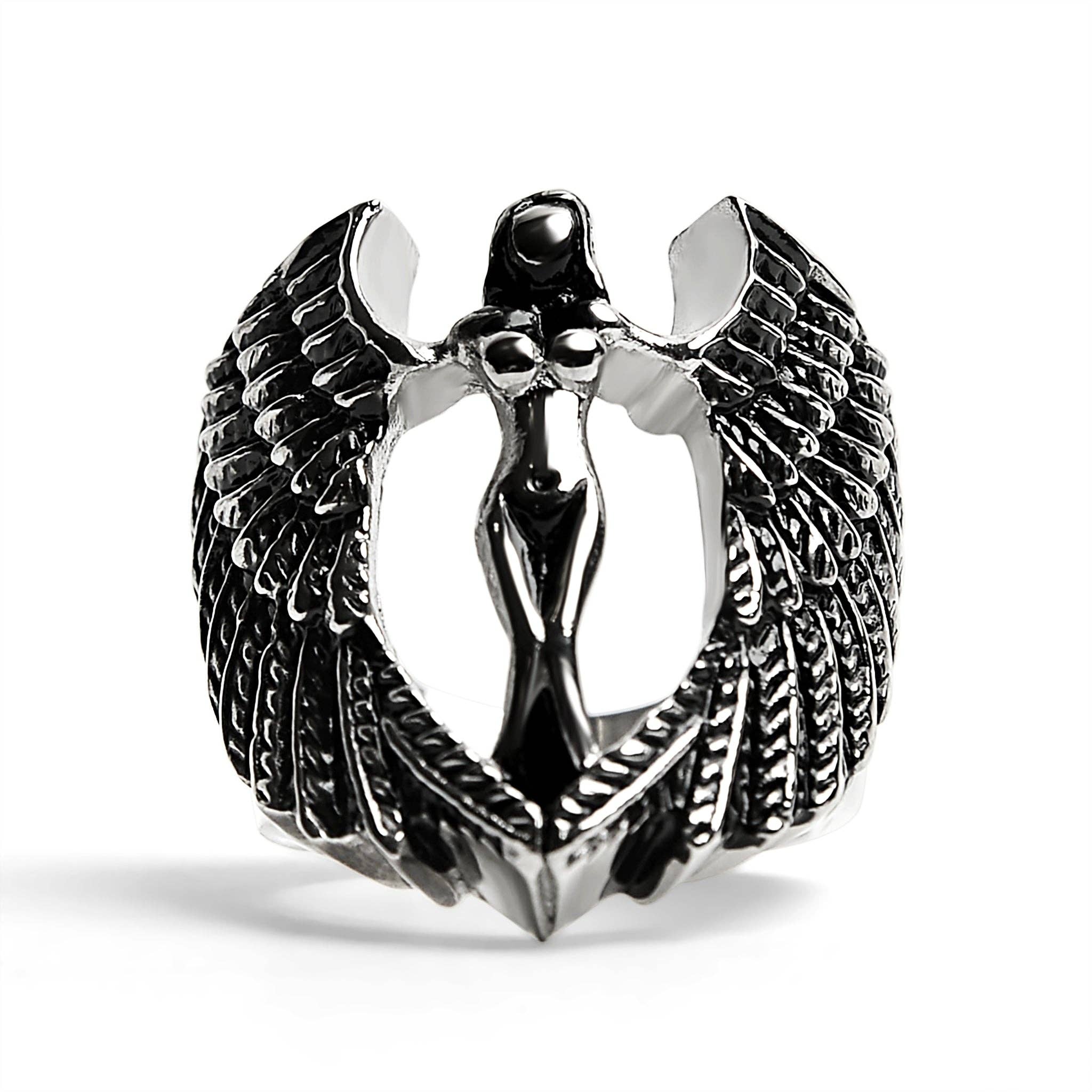 Anillo Grande de Ángel Desnudo de Acero Inoxidable: 7