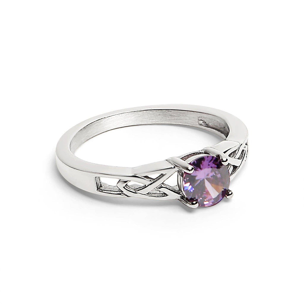 Anillo céltico con piedra de nacimiento de circonita cúbica en acero inoxidable: Octubre / 8