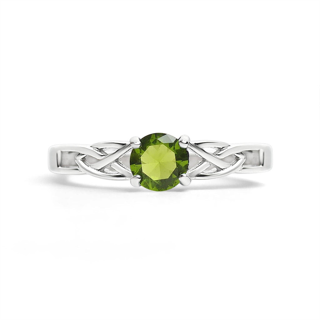 Anillo céltico con piedra de nacimiento de circonita cúbica en acero inoxidable: Julio / 9