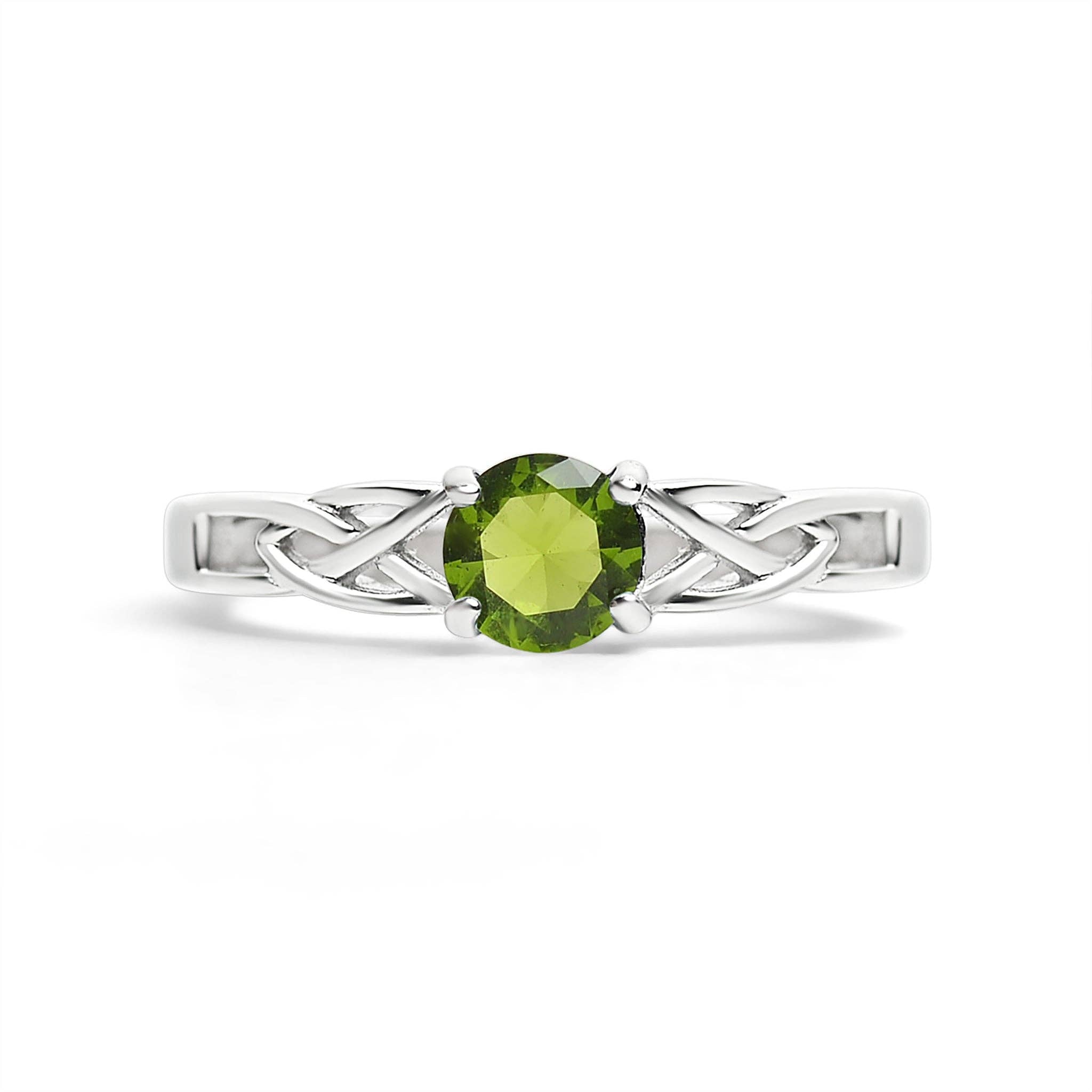 Anillo céltico con piedra de nacimiento de circonita cúbica en acero inoxidable: Julio / 9