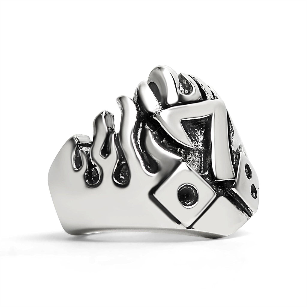 Anillo grande detallado de acero inoxidable Lucky Seven Dice: 8
